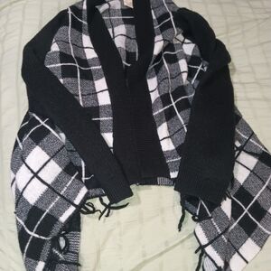 Black and White Plaid Women's Sweater